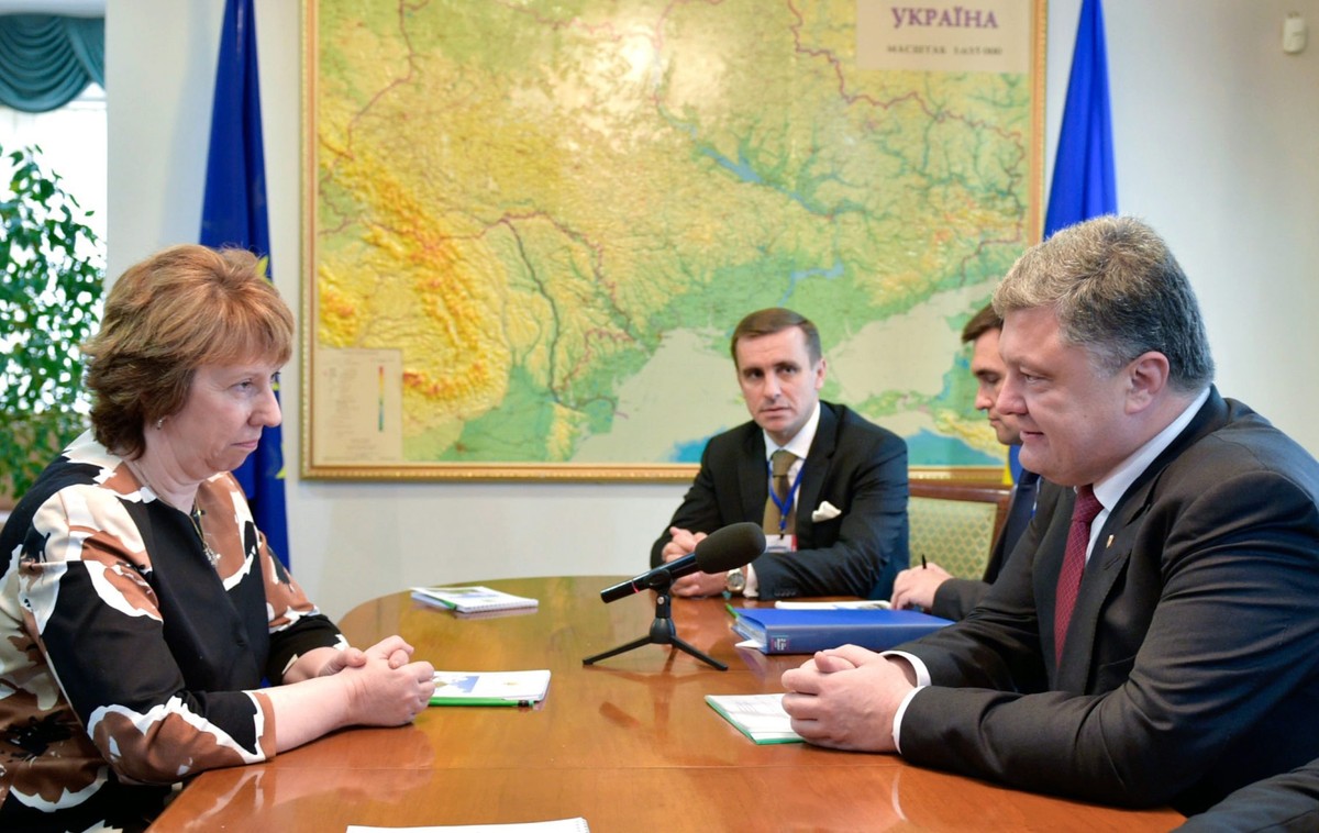 Petro Poroszenko na spotkaniu z Catherine Ashton