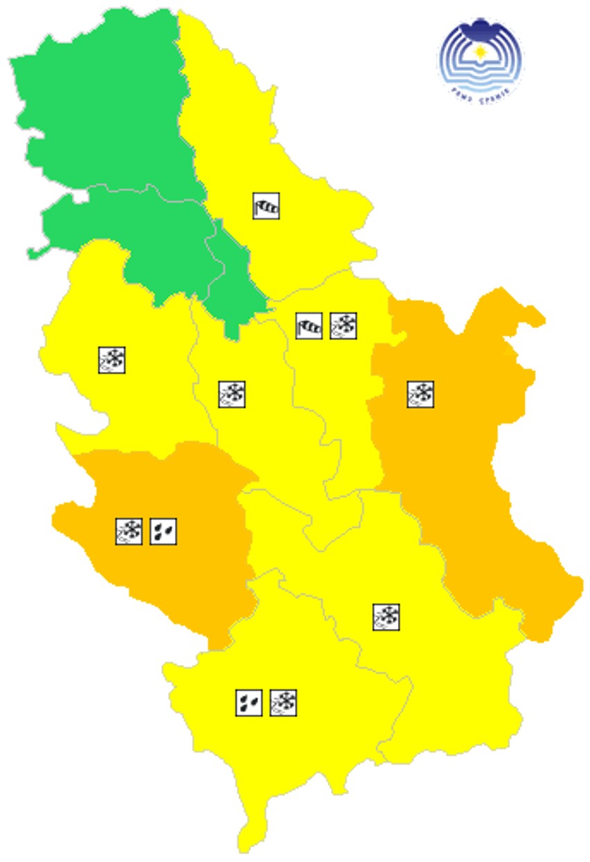 Meteoalarm za utorak