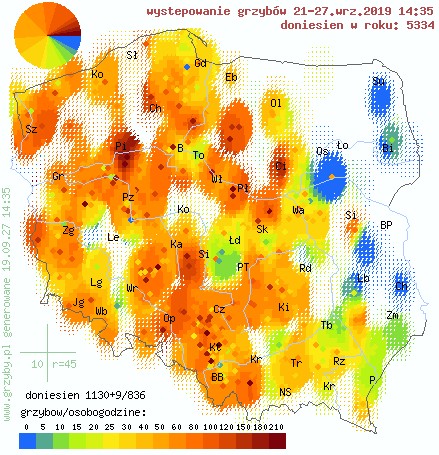 Mapa występowania grzybów