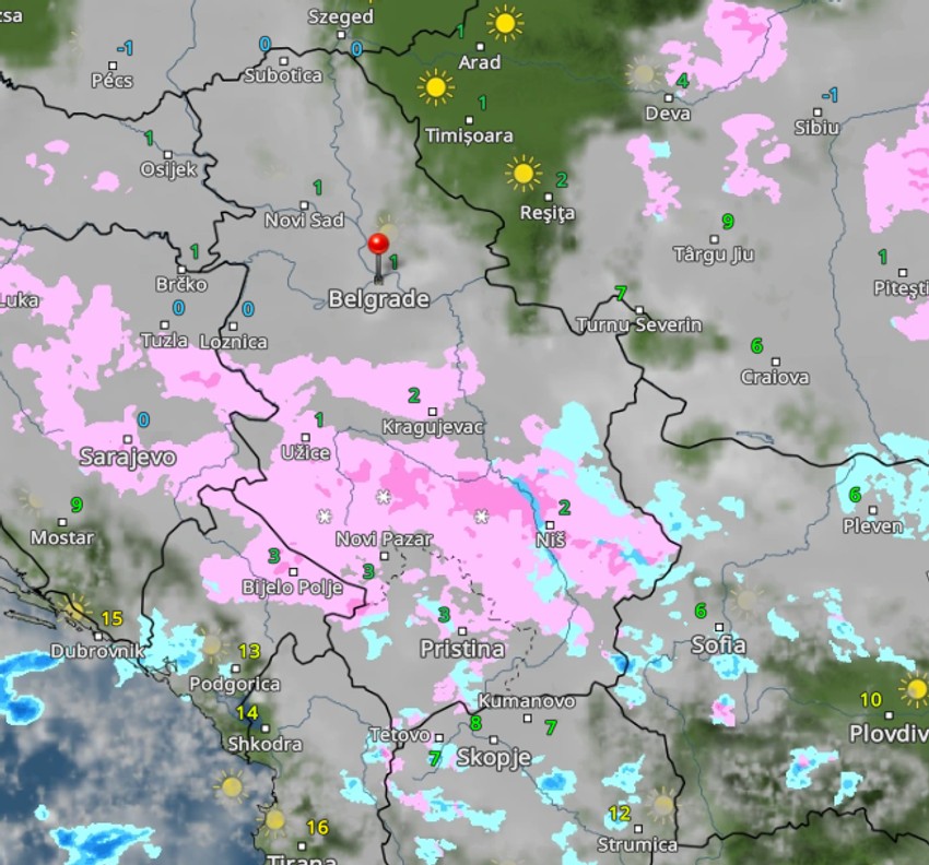 Oblaci nad Srbijom u 11 sati