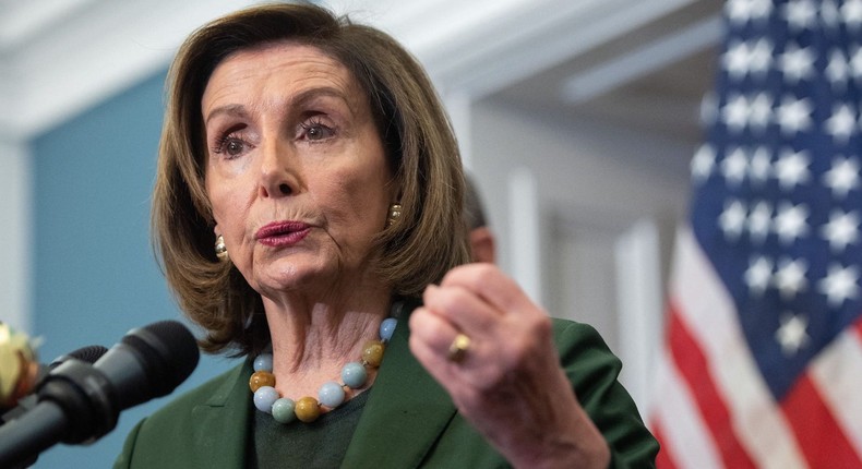 House Speaker Nancy Pelosi at a press conference on Capitol Hill on February 23, 2022.