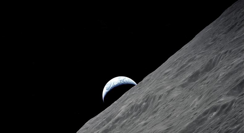 (7-19 Dec. 1972) --- The crescent Earth rises above the lunar horizon in this spectacular photograph taken from the Apollo 17 spacecraft in lunar orbit during the final lunar landing mission in the Apollo program.HUM Images/Universal Images Group/Getty Images