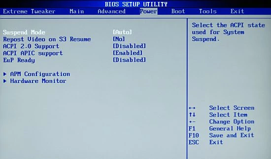 Zakładka Power – to tu ASUS ukrył monitoring sprzętowy