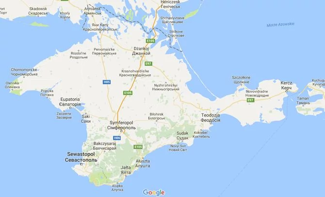 Krym według polskiej wersji Map Google