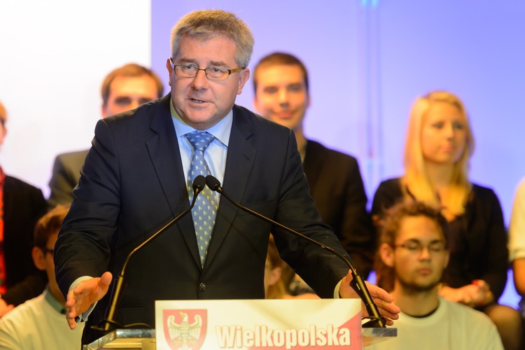 Wielkopolska konwencja Prawa i Sprawiedliwości. Na zdjęciu europoseł Ryszard Czarnecki