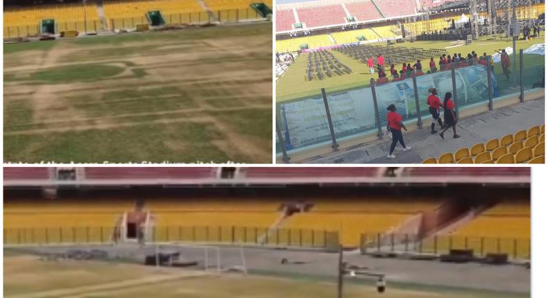 See current state of Accra Sports Stadium pitch after hosting BHIM concert (video)