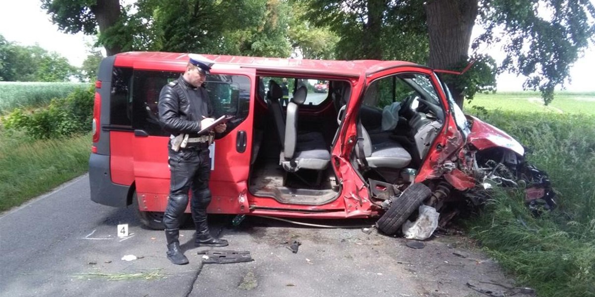 Bus z dziećmi uderzył w drzewo. 5 osób zostało rannych