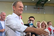 Przewodniczący Platformy Obywatelskiej Donald Tusk podczas otwartego spotkania z mieszkańcami Rzeszowa