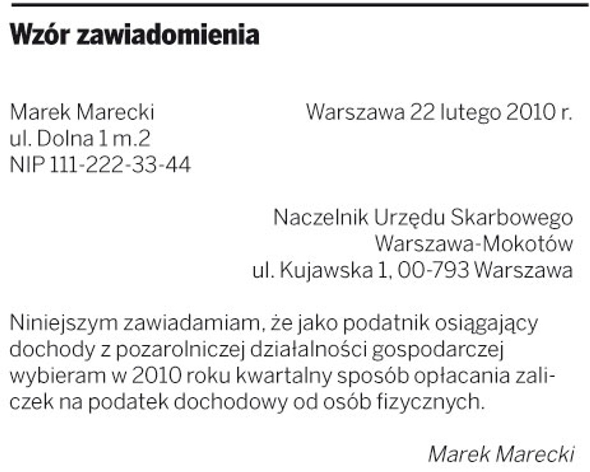 Wzór zawiadomienia