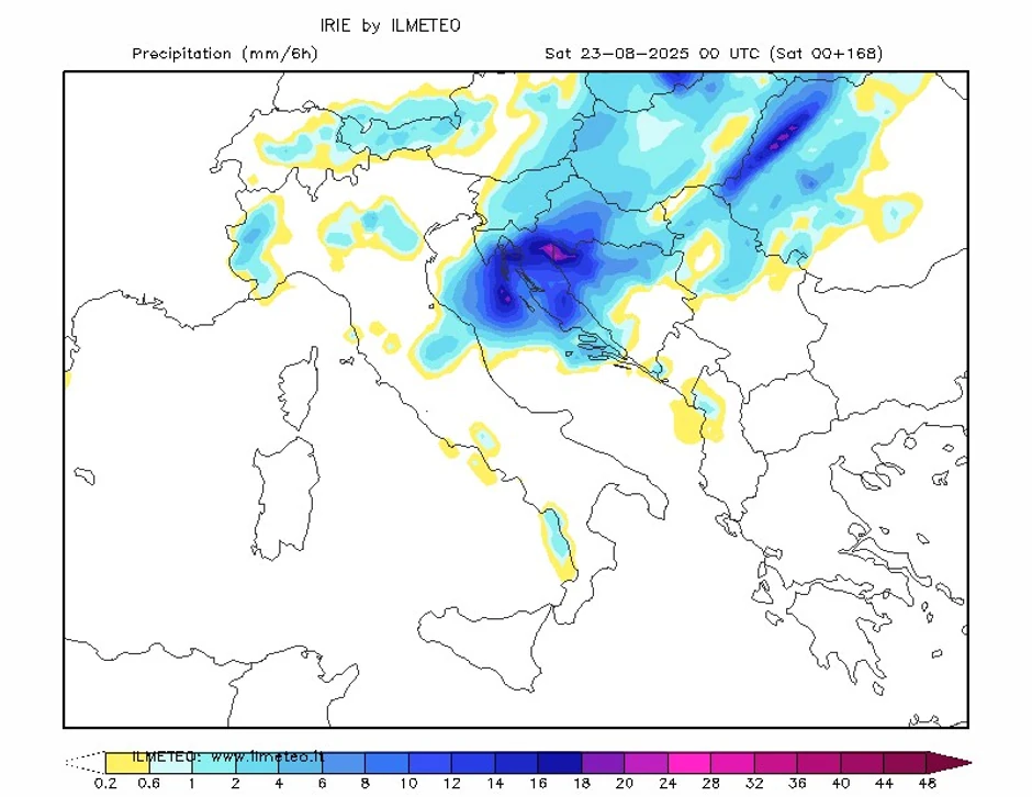 Mapa kretanje kiše u subotu