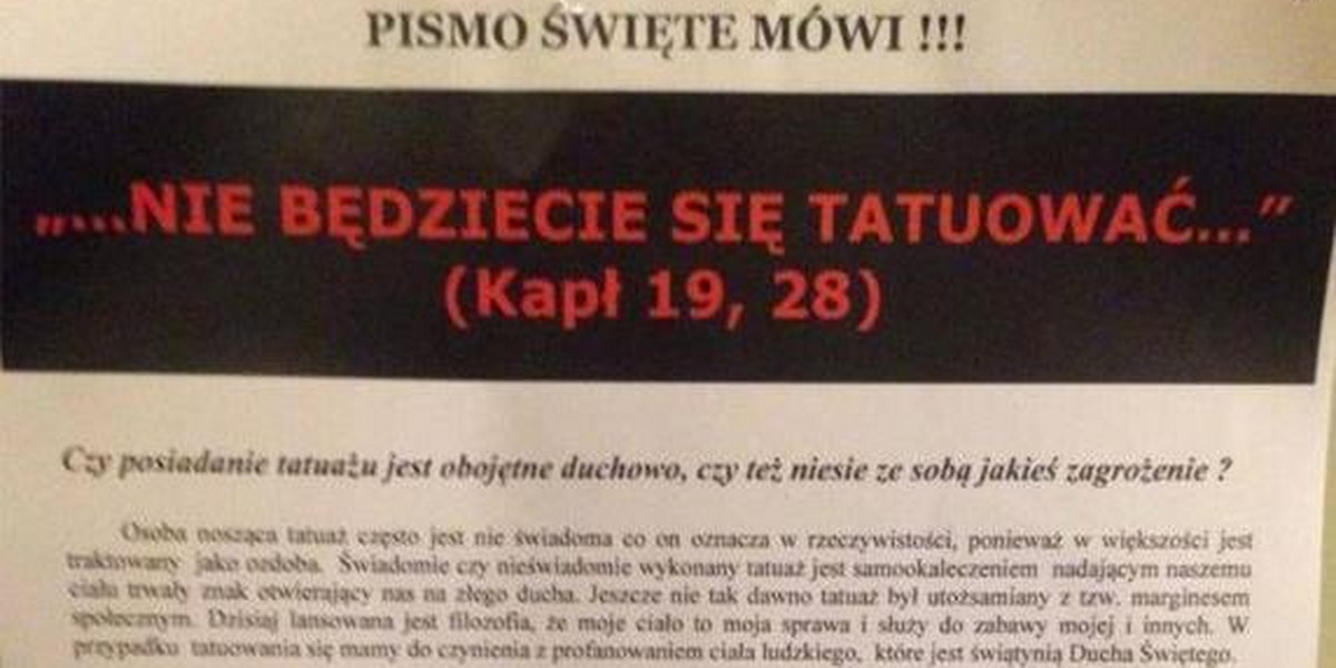Gdańskie Centrum informacji o Sektach ostrzega przed tatuażami