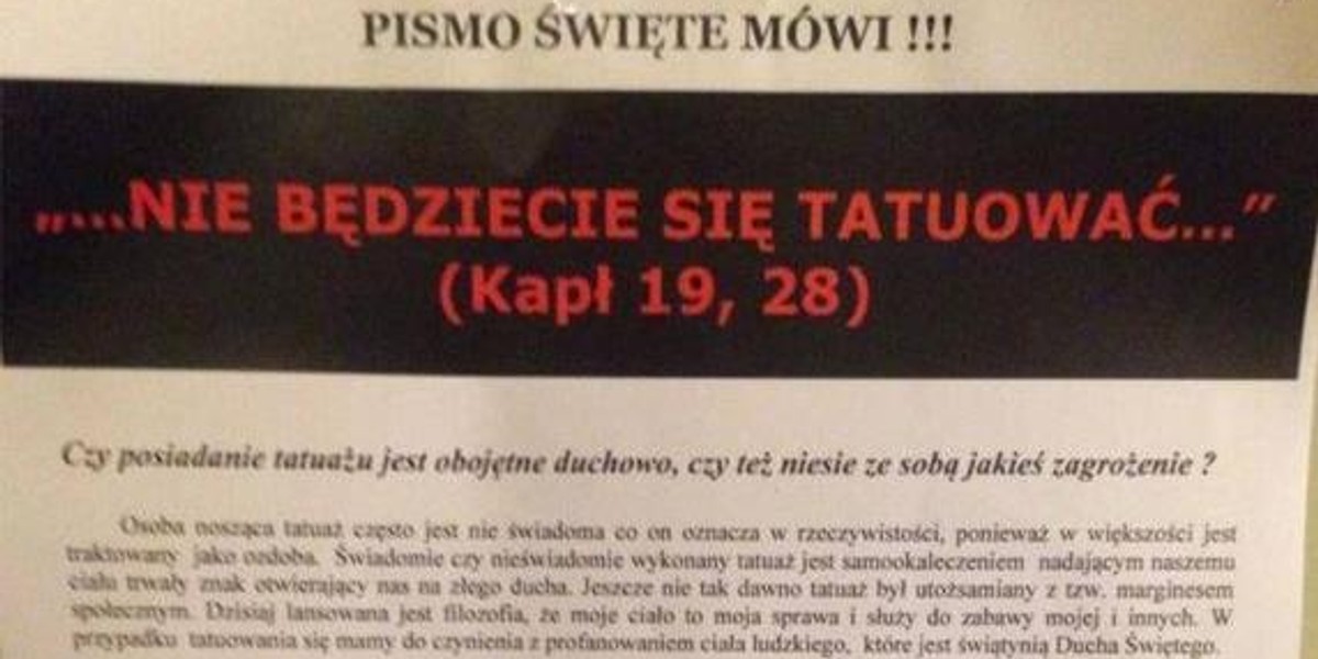 Gdańskie Centrum informacji o Sektach ostrzega przed tatuażami