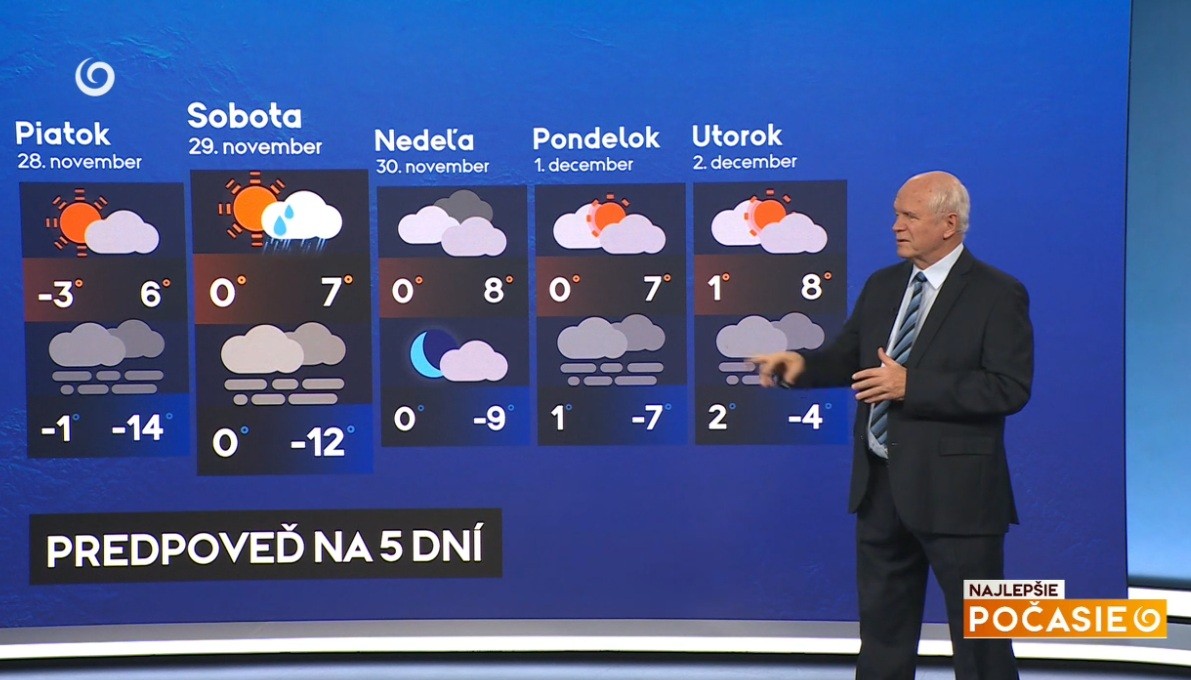 Predpoveď počasia na 5 dní meteorológa Petra Jurčoviča v relácii Najlepšie počasie na TV Joj.