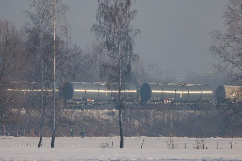 miejsce wykolejenia pociągu towarowego
