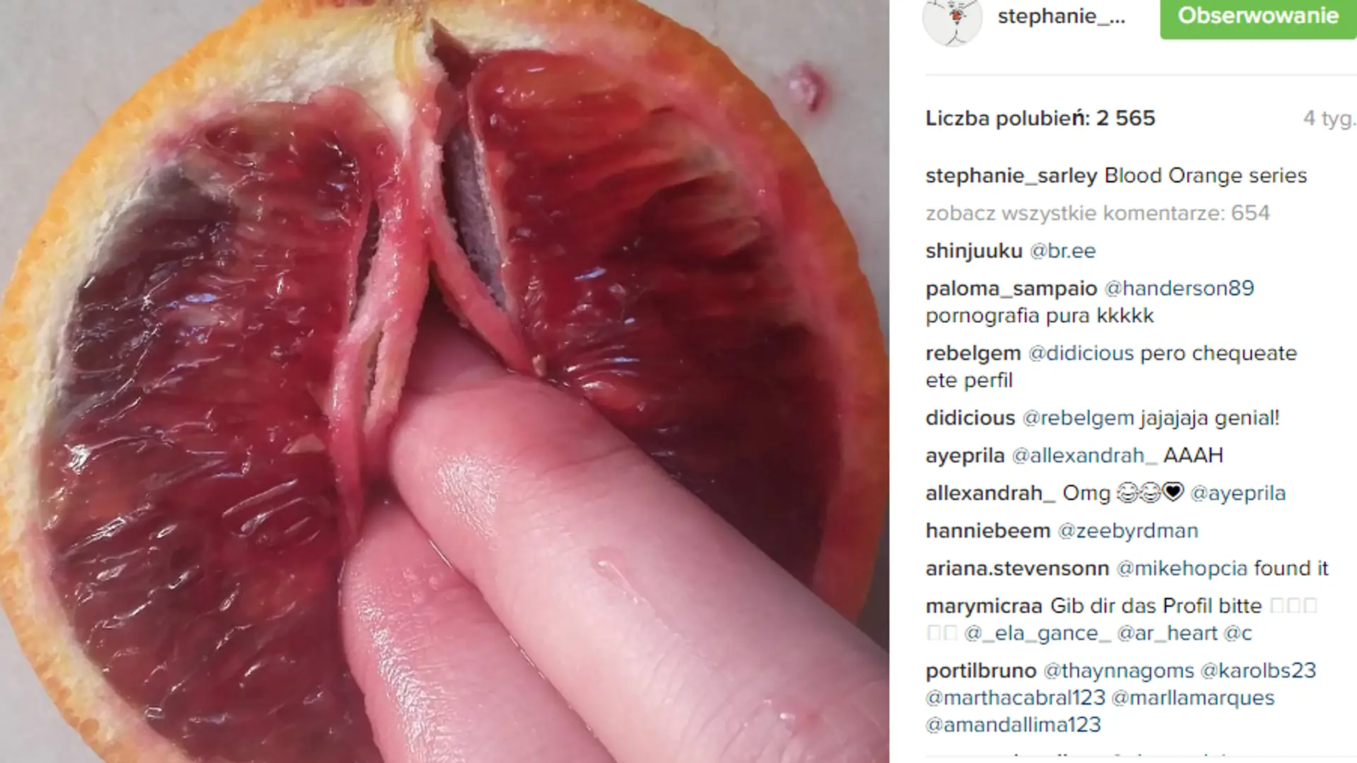 Blokują erotykę na Instagramie. Artystka w ramach buntu wkłada palce w... owoce