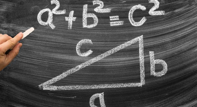 A file photo showing the Pythagorean equation, which expresses the relationship between the sides of a right-angled triangle.iStock / Getty Images Plus