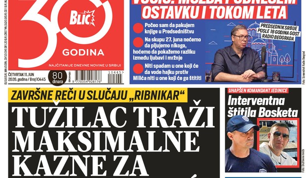 Blic naslovna strana za 11.6.