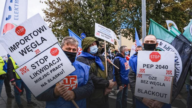 Marsz górników w Warszawie