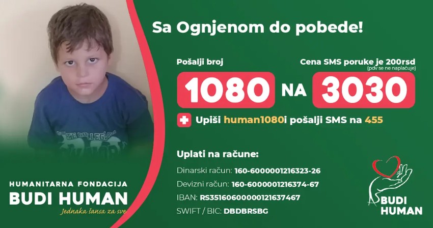 Fondacija "Budi human" prikuplja sredstva za Ognjena Jerkovića