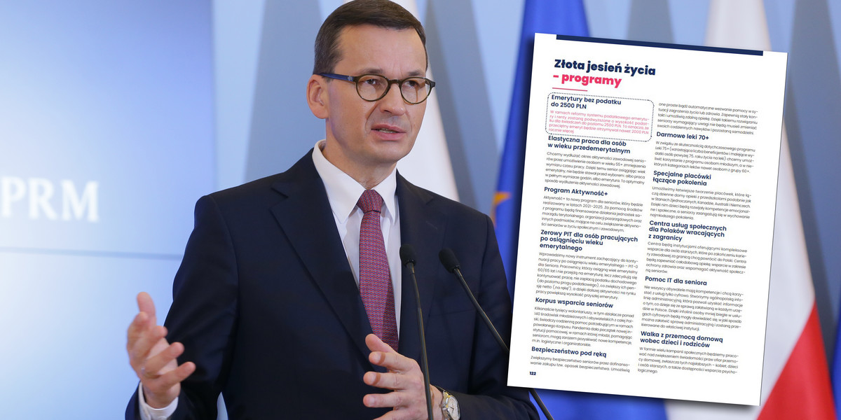 Premier Mateusz Morawiecki obiecał w Polskim Ładzie rozszerzenie programu darmowych leków dla seniorów. Fot. premiera - Tomasz Ozdoba.