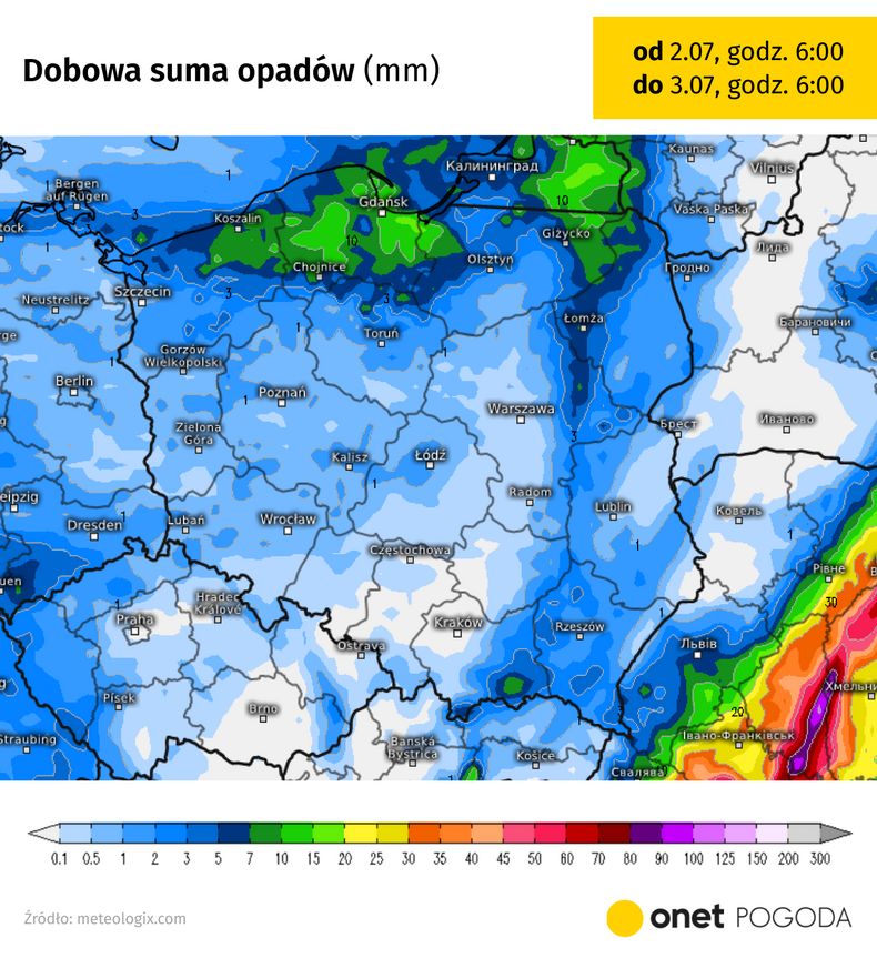 Najbliższa doba najwięcej opadów przyniesie na północy Polski