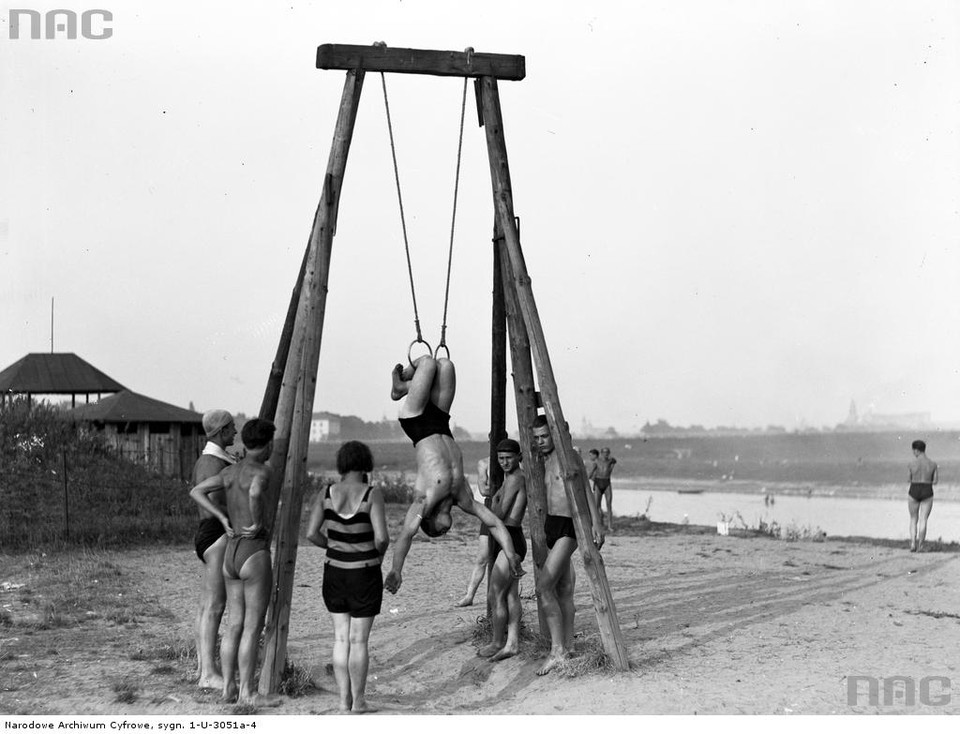 Plaża nad Wisłą w Krakowie, 1929 rok