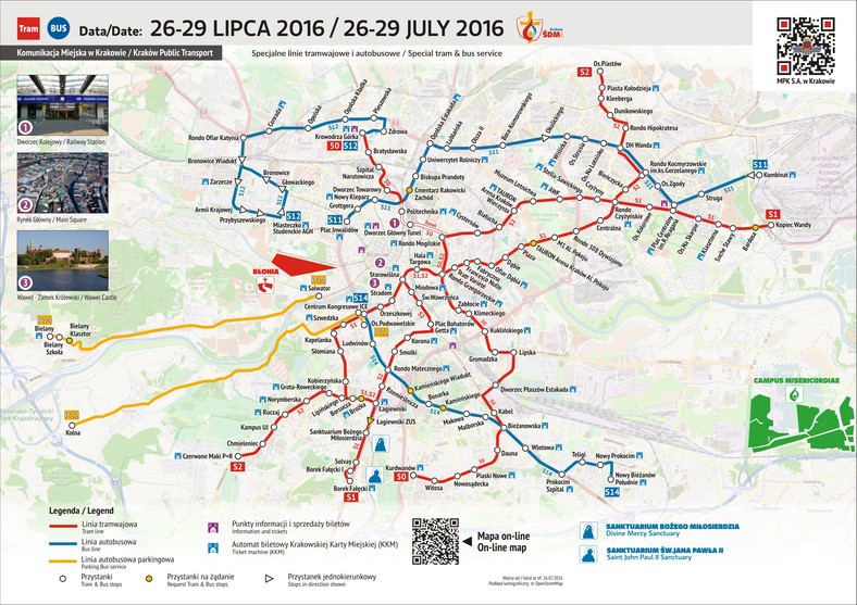 ŚDM 2016: linie korytarzowe 26-29 lipca