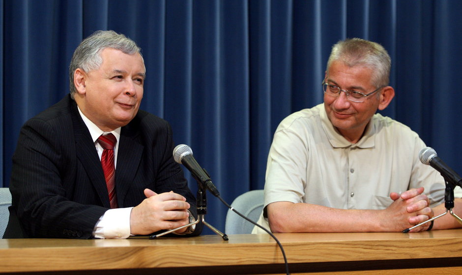Jarosław Kaczyński z Ludwikiem Dornem w 2007 r.