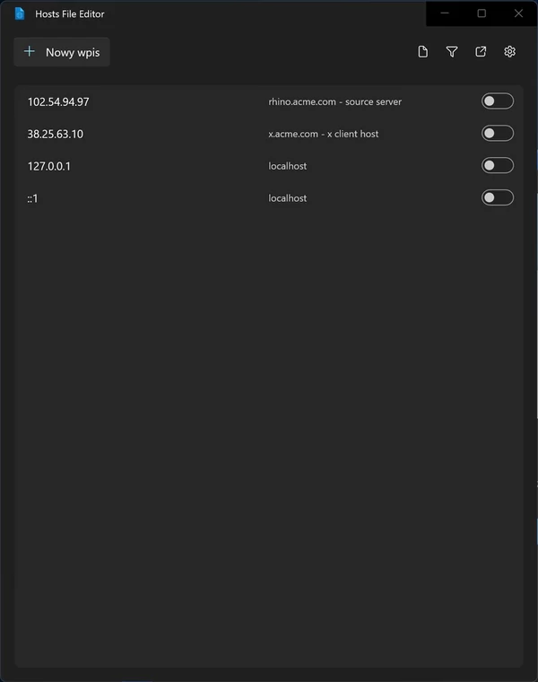 PowerToys – edycja plików hosts