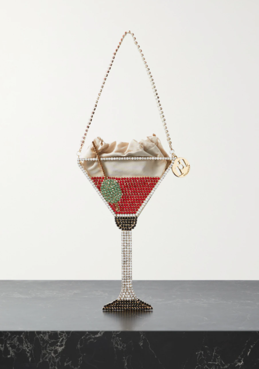 Hingucker-Teil: Tote mit Kristallen in Cocktail-Form von Rosantica für etwa 745 Franken, via Net-A-Porter.