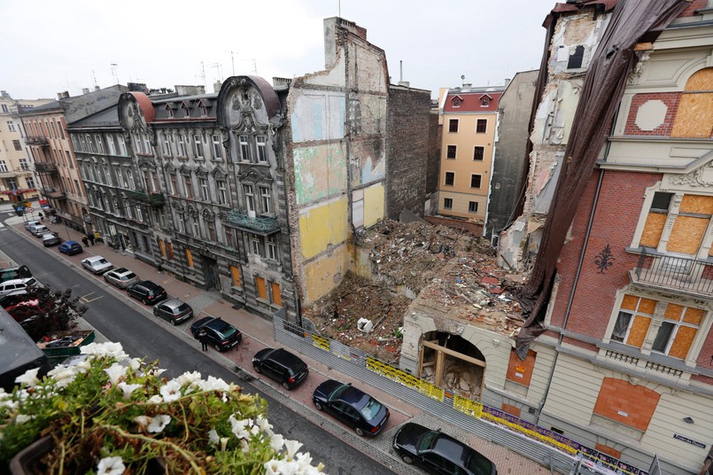 Katowice, kamienica przy ulica Chopina, zniszczona wskutek wybuchu gazu