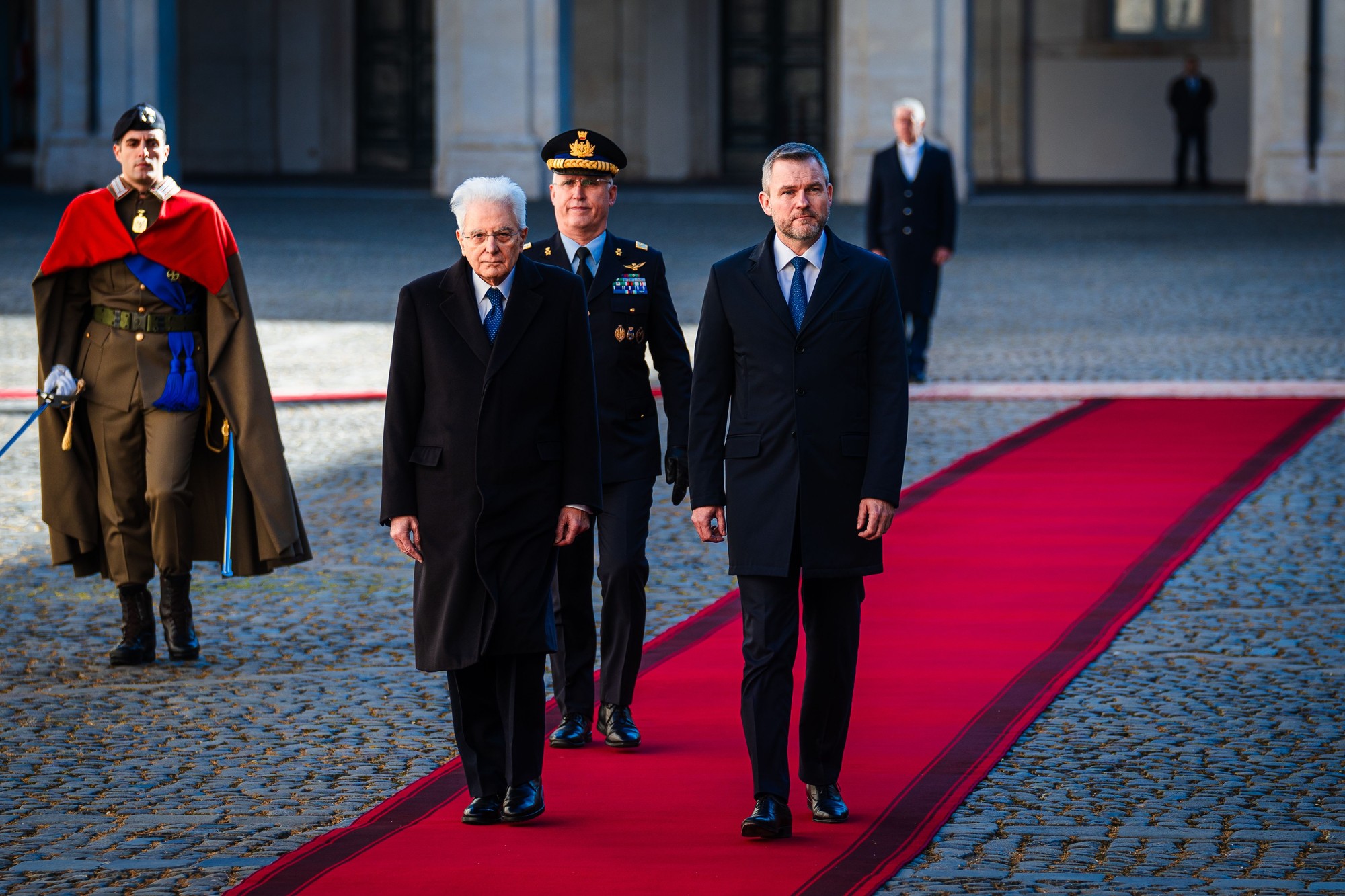 Slovenský prezident Peter Pellegrini a taliansky prezident Sergio Mattarella.