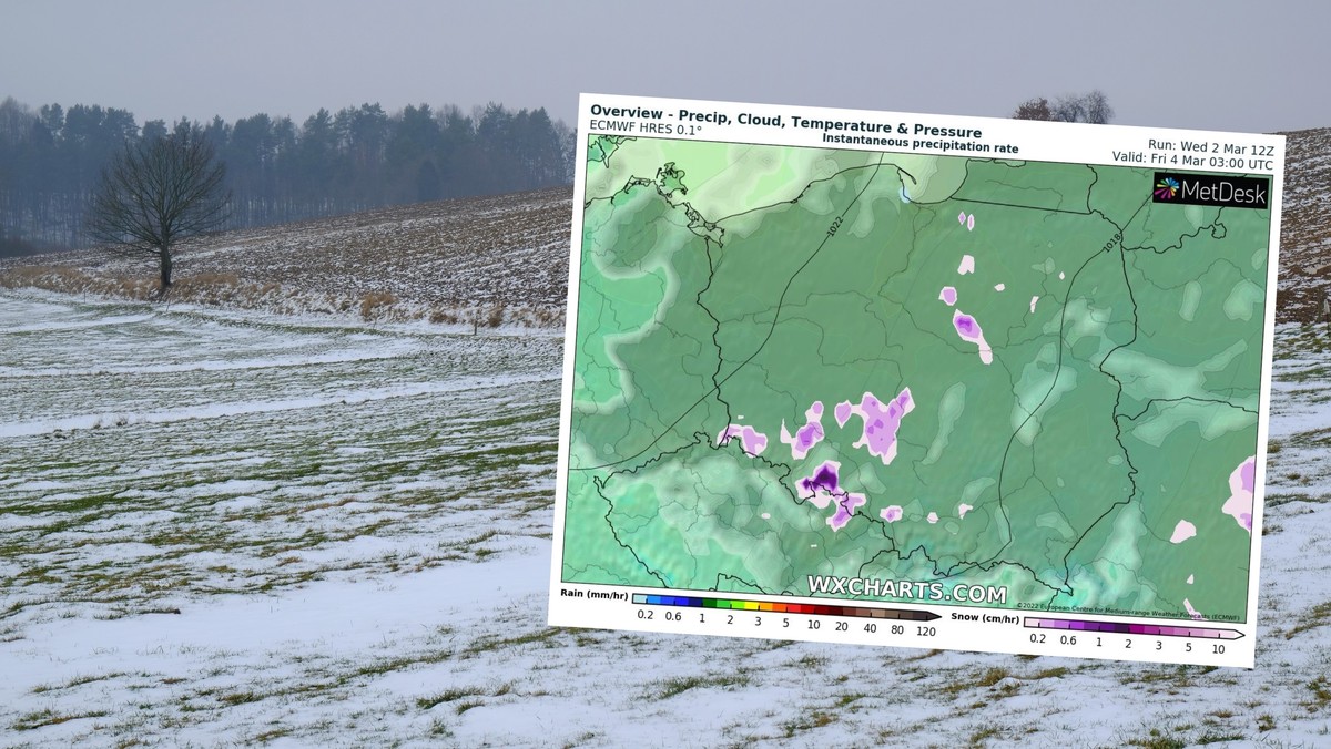 Pogoda na czwartek, 3 marca. Zimno i więcej chmur. Spadnie też śnieg