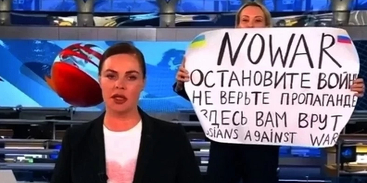 Protest Marii Owsiannikowej w TV, marzec 2022 r 