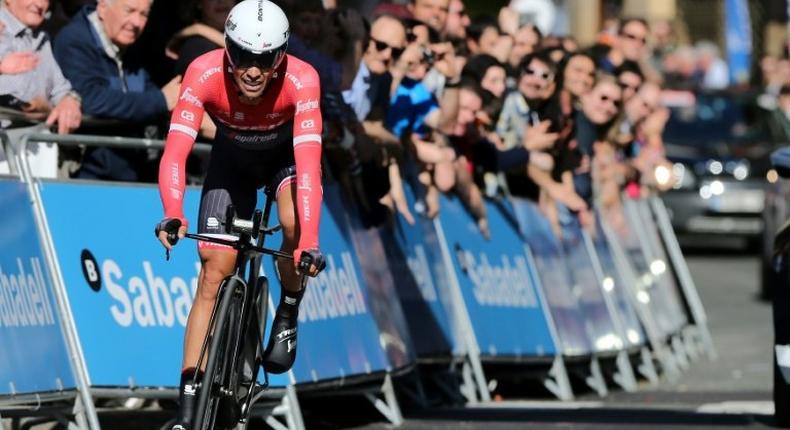 Trek's Spanish rider Alberto Contador, in action in April 2017, says he happy with his year despite a series of second place finishes