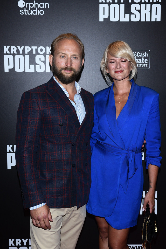 Borys Szyc i Justyna Nagłowska na premierze filmu "Kryptonim Polska"