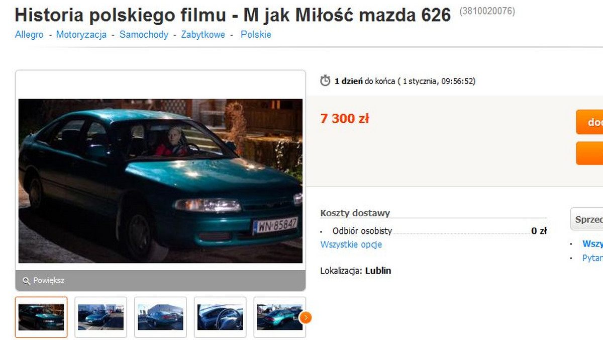 Pamiętna Mazda 626, którą swoją ostatnią podróż odbyła główna bohaterka serialu "M jak miłość", trafił właśnie do internetowego serwisu aukcyjnego.