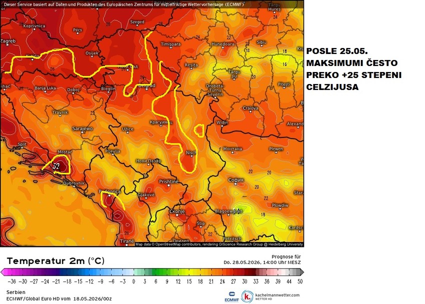 Posle 25. maja temperature preko 25 stepeni Celzijusa
