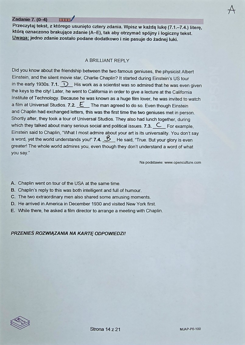 Matura 2024. Język angielski - poziom podstawowy [ARKUSZE CKE i ODPOWIEDZI]