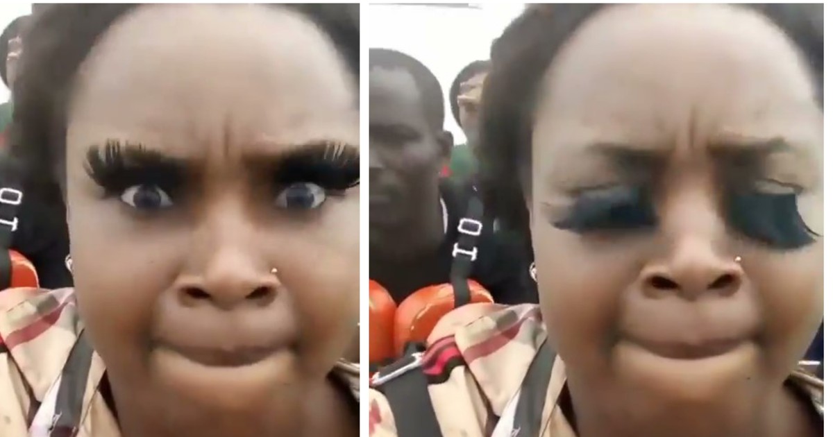 Video show slay queen struggling to save her long artificial eyelashes