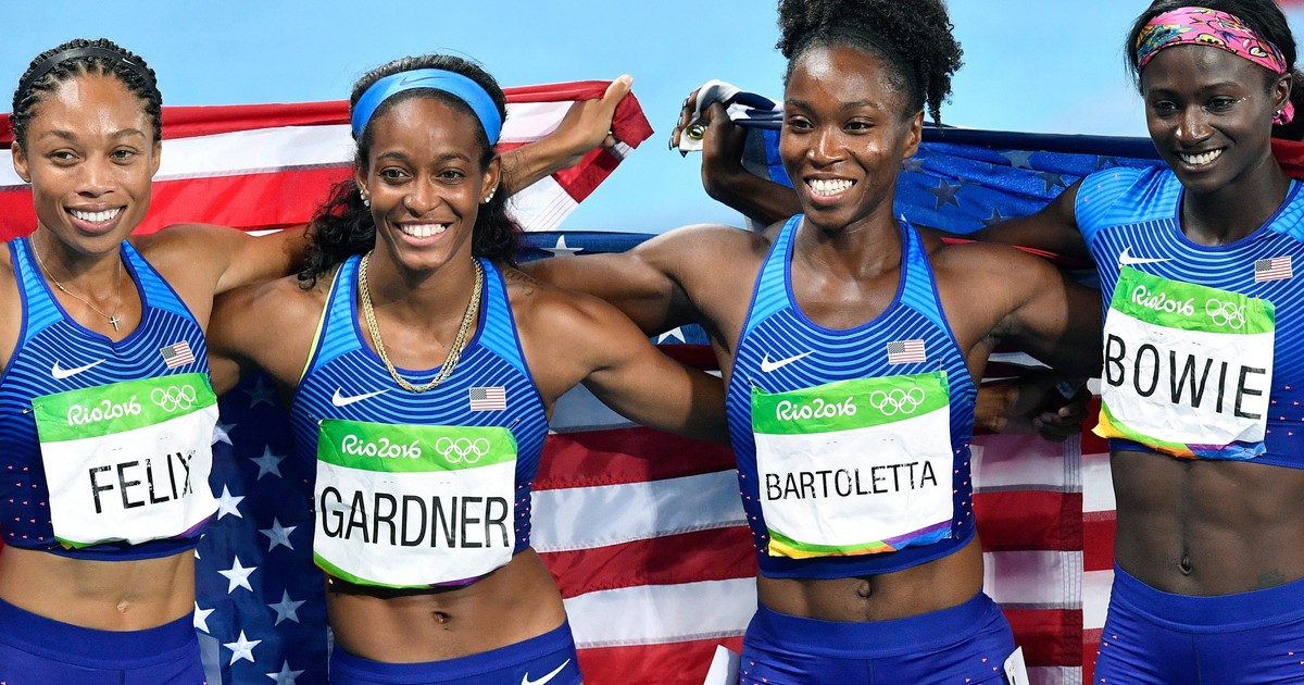 3 of the women who ran the 4x100 relay at the Rio Olympics had life