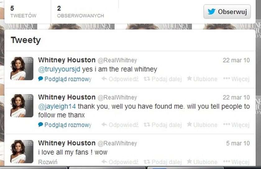 Whitney Houston Twitter