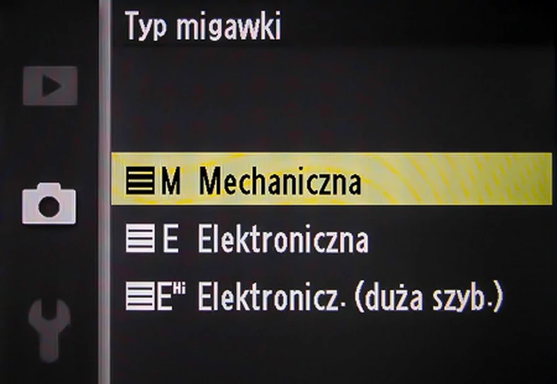 W niektórych aparatach można w menu włączyć lub wyłączyć migawkę elektroniczną