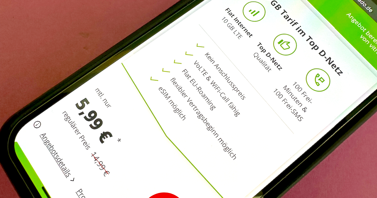 Klarmobil: 10 GB cep telefonu tarifesi ayda 5,99 euro