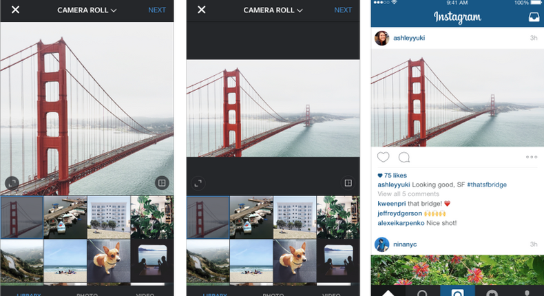 Instagram has dropped the compulsory square cropping for pictures