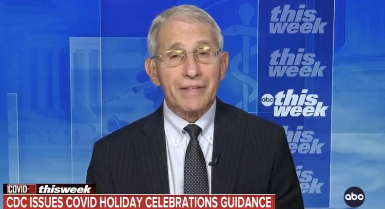 Dr. Anthony Fauci appears on ABC News' This Week on Sunday, October 17.
