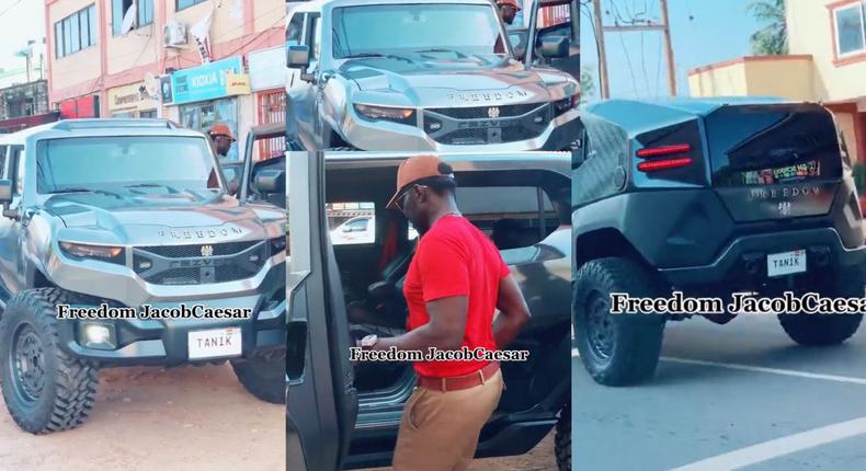 Freedom Jacob Caesar spotted with Rezvani bulletproof car  worth at least GH3m (VIDEO)