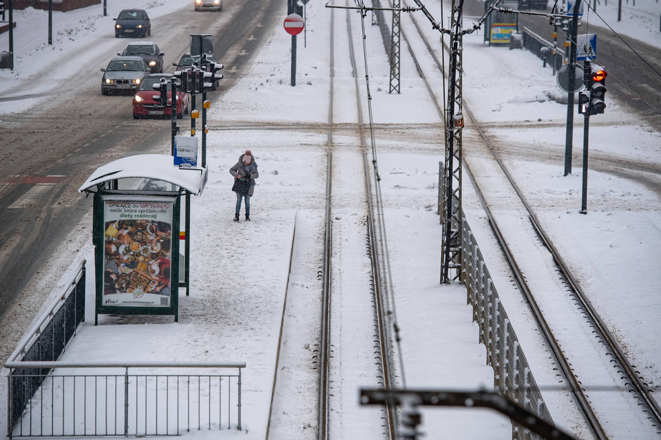 Opady śniegu w Łodzi