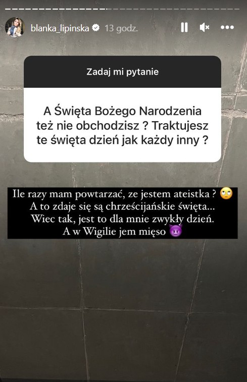 Blanka Lipińska Instastory