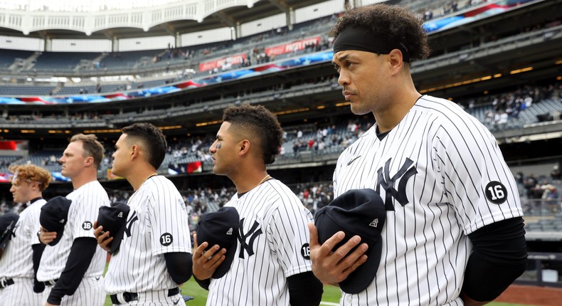 Members of the New York Yankees.
